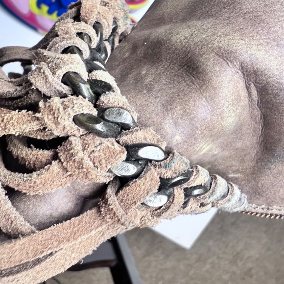 Sbicca Vintage Collection Suede Fringed Platform Wedge Booties Boots - Picture 9 of 12